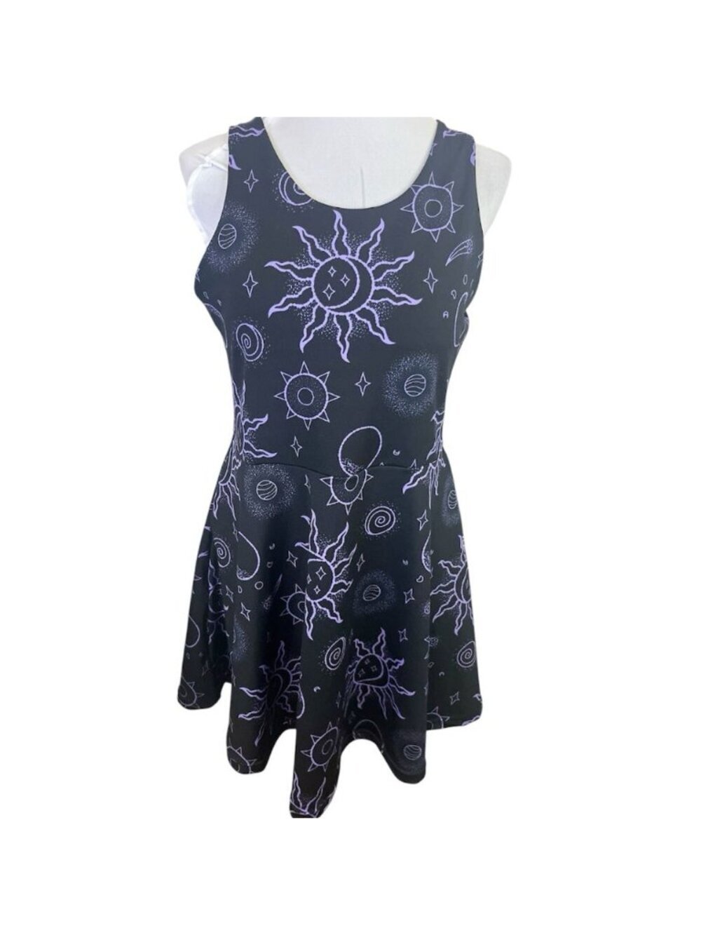 Popfit Celestial Skater Dress Sz XL Built In Bra New Age Space Astrology Alchemy